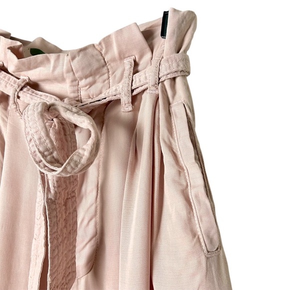 Anthropologie Blythe Wide Leg Paperbag Pants in Blush Pink Casual Size 10 Preppy - Picture 5 of 12